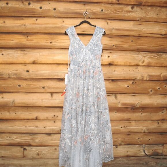 Mac Duggal 20263 Emery Embroidered Gown Dress Gray 6 - Picture 11 of 16